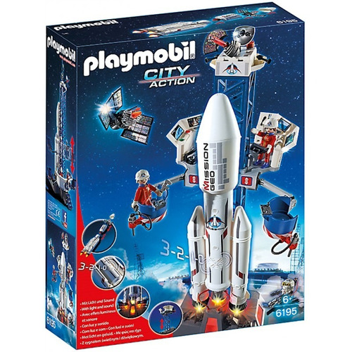 Playmobil Paquete Espacial 6195-6197  Cohete Y Satelite