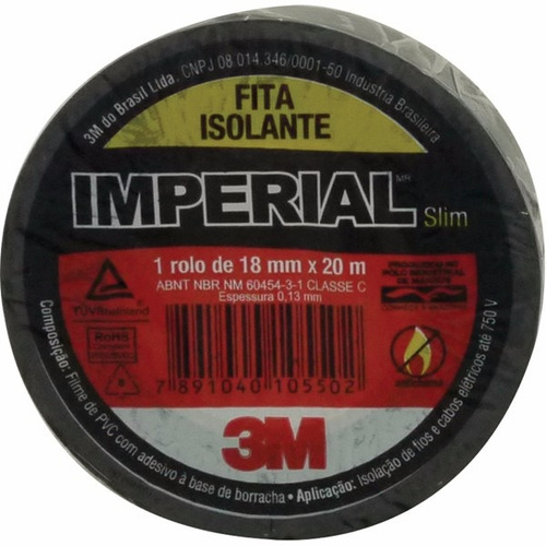 Fita Isolante 3m Imperial   18 X 20mts Preto - 10rolos