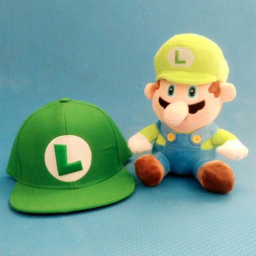 Boné Luigi Boina Mario Bros Nintendo Pelúcia Luigi