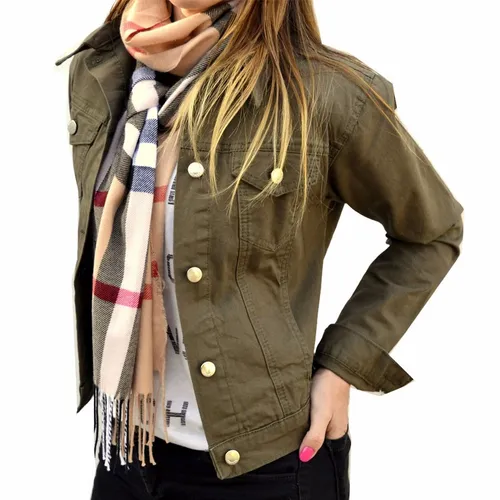 Campera De Jean Verde Militar Mujer The Big Shop