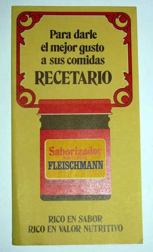 Antiguo Recetario Receta Cocina Gastronomia Fleischmann 1977