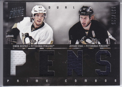 2011 - 2012 Panini Prime Jerseys Simon Despres Jordan Staal