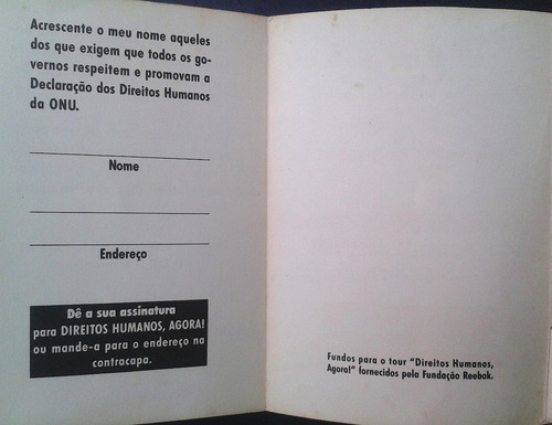 Derechos Humanos Ya! Amnistia Internacional Brasil 1988 (Usado)