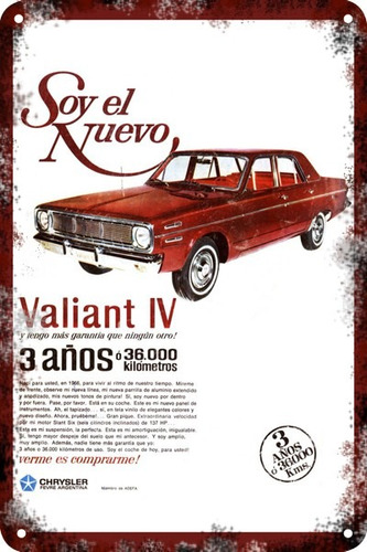 Carteles Antiguos De Chapa 60x40cm Chrysler Valiant 4 Au-198