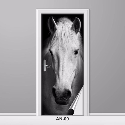 Adesivo Para Porta Animais Cavalo Branco Decoração  An-09
