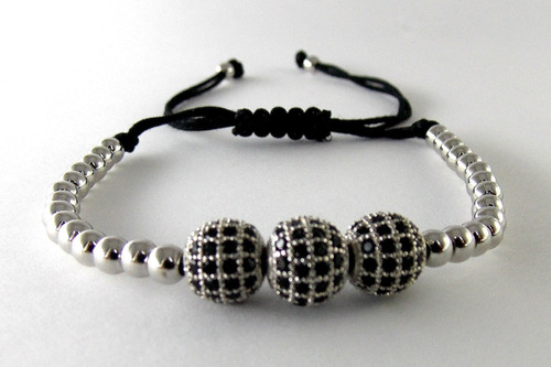 Pulsera De Oro Blanco Con Incrustaciones De Zirconias A39