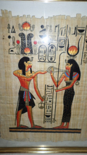 Bello Papiro Egipcio Certificado Orig. Pint. Mano No Envio C