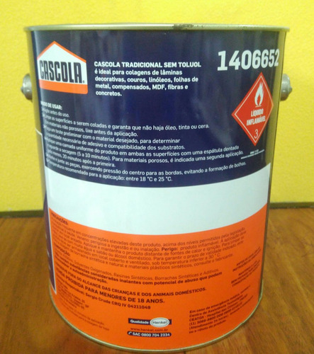 Imagem 2 de 5 de Cola Adesiva Cascola Contato Placa Forrorama 3,3 Litro 2,8kg