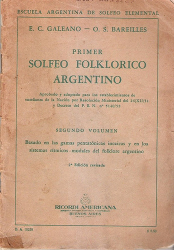 Primer Solfeo Folklórico Argentino / Galeano - Bareilles
