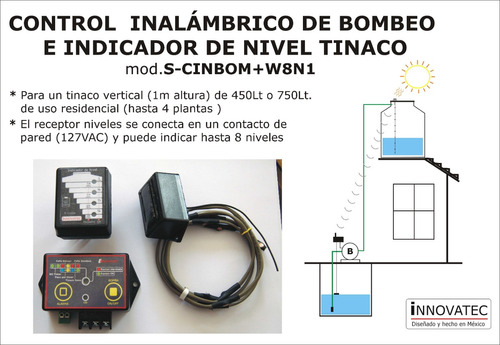 Medidor Nivel +ctrl Bombeo Inalambricos T450/750lt 100m 2hp