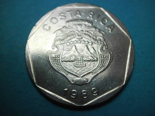 Moneda Costa Rica 5 Colones Fecha 1989