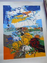 Comprar Bruno Venier Serigrafia Firmada Lapiz Girasoles En La Pampa