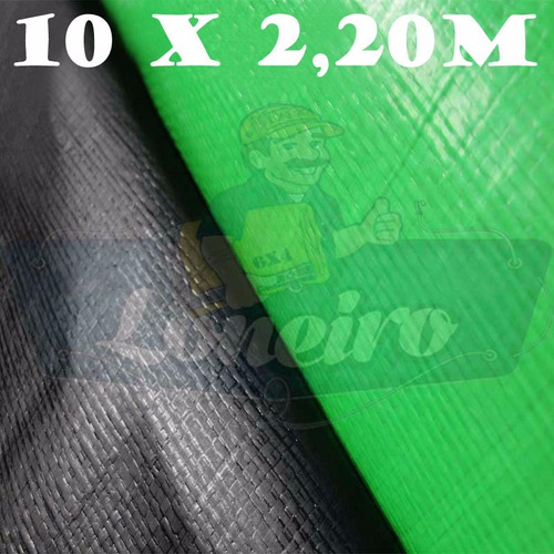 Lona Plástica Tecido Verde E Preto 10x2,20 M Sem Acabamento