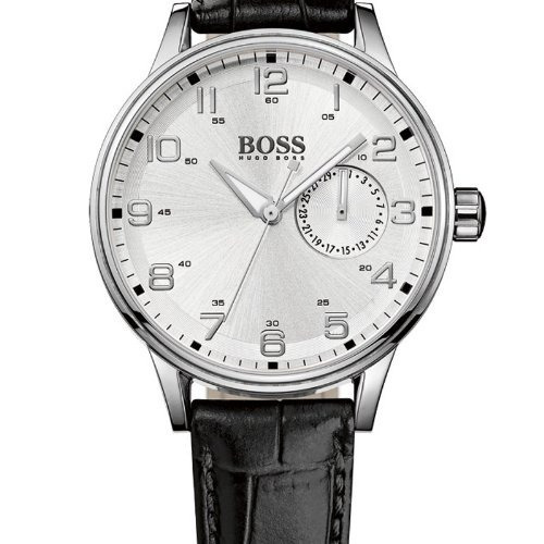 Hugo Boss Dial De Plata Cuero Negro Señoras Reloj 1502312