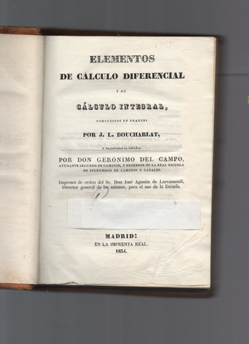  Elementos De Calculo Diferencial Año 1834 