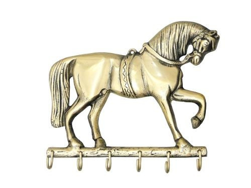 Porta Chaves 6 Pinos Modelo Cavalo Bronze Decoração Presente