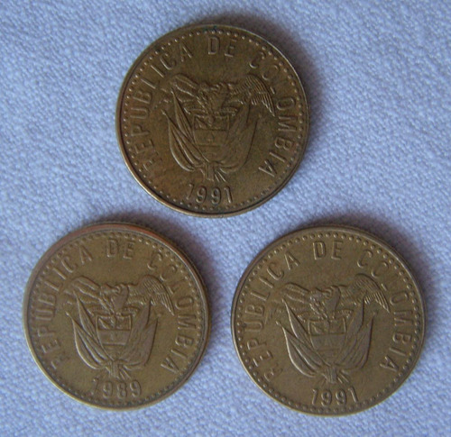 3 Monedas De Colombia 20 Pesos: 1 X '89 + 2 X '91