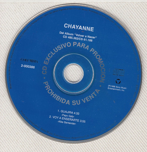 Chayanne Cd Promo Argentina 1996 Guajira + Voy A Enseñarte