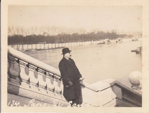 Antigua Fotografia Vista Rio Sena Paris Francia Escalinata