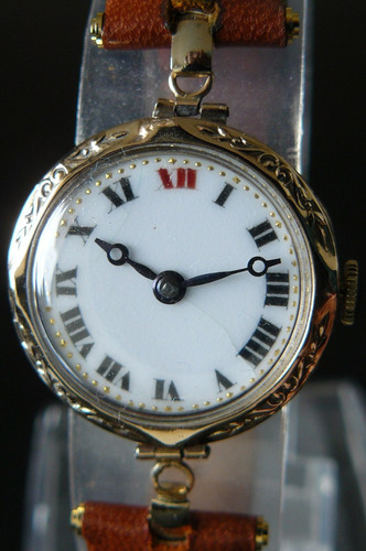 Reloj Antiguo En Oro Solido 14k Kenwell Suizo A Cuerda 1920