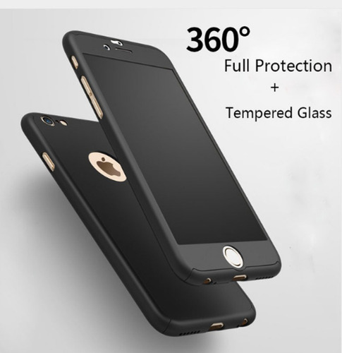 Funda Protector 360 + Cristal Compatible iPhone 6 6s Negra