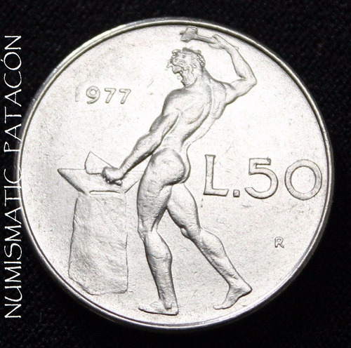 Moneda 50 Liras Italia 1977 - Buena