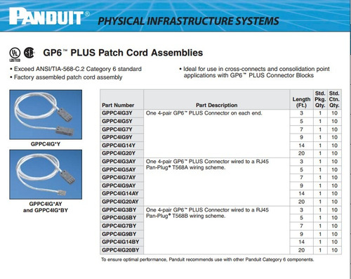 Patch Cord Rj45 A Giga Punch Connector Gppc4ig7b Caja Con 10