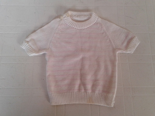 Sweter Beba 6 Meses Blanco Y Rosa Manga Corta  Impecable