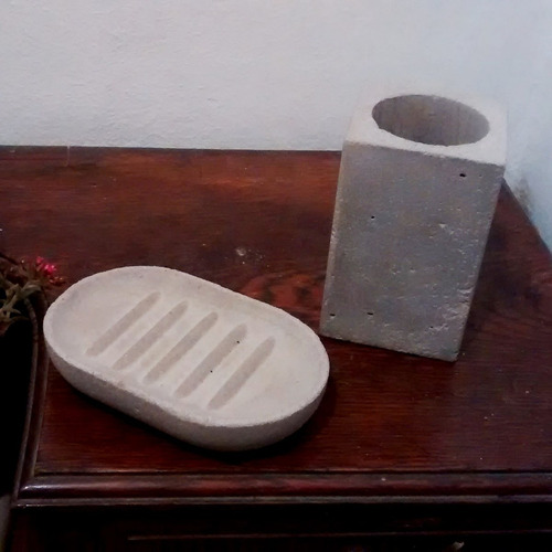 Imagen 6 de 6 de 20%off!!! Jabonera Set Baño Porta Cepillos Concreto Cemento