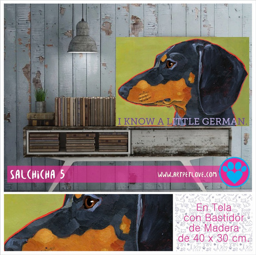 Cuadro - Art Pet Love - Salchicha 5.