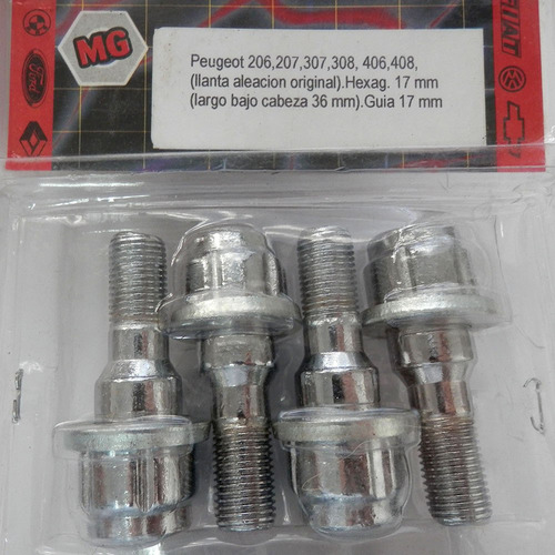Imagen 3 de 6 de Set Antirrobo Mg 4 Bulon Peugeot Citroen Original Cod31b