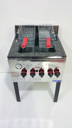 Imagen 2 de 8 de Freidora Industrial A Gas 2 Canastos 31x15 Cm 33 Lts Morelli