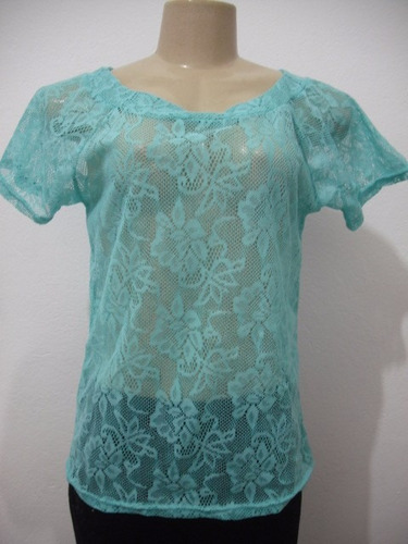 Blusa Azul Fio Vazada Tam M Usado Bom Estado