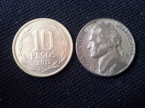 Moneda Estados Unidos Five Cents Níquel 1945 Ceca P (c31)