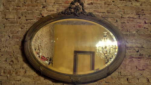 Espejo Antiguo Estilo Luis Xv Oval Original Espectacular