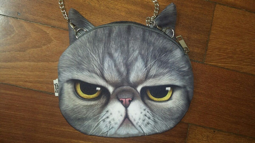 Bolsa Pequena De Lado Com Cara Gato Grumpy