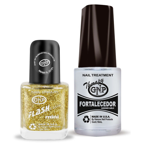 Fortalecedor De Ajo Y Esmalte Gnp 9ml Glitter Oro