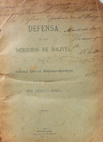 Guerra Del Acre Brasil Bolivia 1902 Reclamaciones Libro 1906 (Usado)