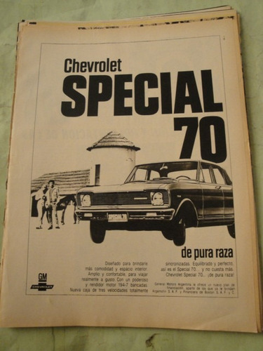 Publicidad Chevrolet Special 70 1969 Hoja Sola