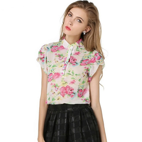 Blusa De Gasa Floral Talla S Nueva Importada En Stock