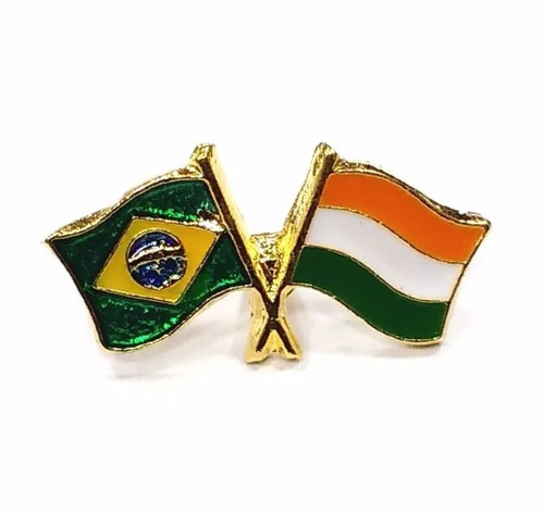 Bótom Pim Broche Bandeira Brasil X Níger Folheado A Ouro