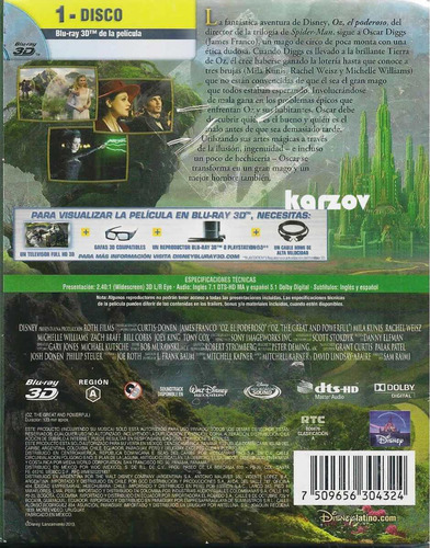 El Poderoso Oz The Great And Powerful Pelicula Blu-ray 3d