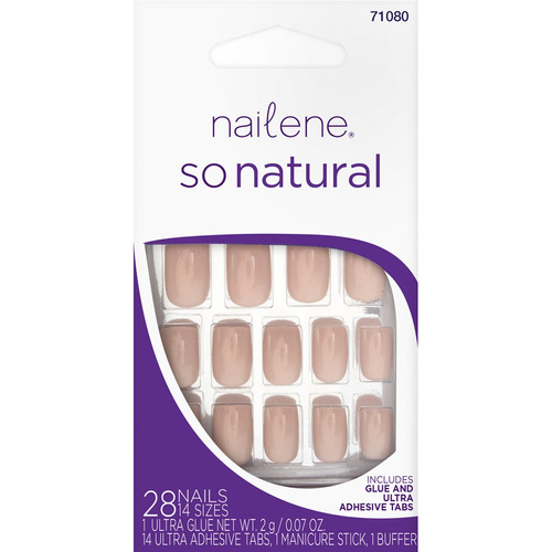 Set De Uñas De Pegar Nailene Color Nude Natural Brillante