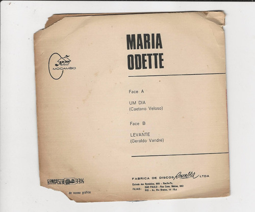 Maria Odete - Um Dia/ Levante - Compacto Ep 21 (Usado)