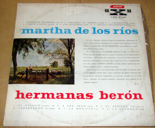 Martha De Los Rios Hermanas Beron Lp Argentino / Kktus