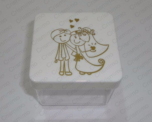 20 Caixas Acrílica Noivinhos 6x6cm - Lembrancinhas Casamento