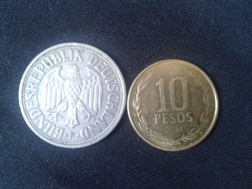 Moneda Alemania Federal 1 Mark Níquel 1954 Ceca F (c26)