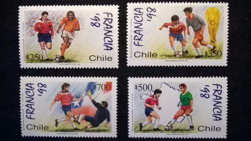 Sellos Y Block Chile Mundial Futbol Francia 98 Mint