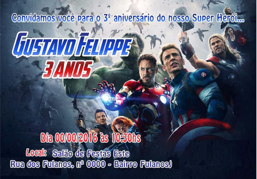 60 Convites Infantil Personalizado Com Envelope