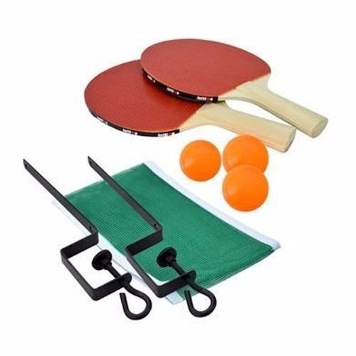 Imagem 1 de 4 de Kit Ping Pong 2 Raquetes,3 Bolas ,+rede+suporte Pronta Entre